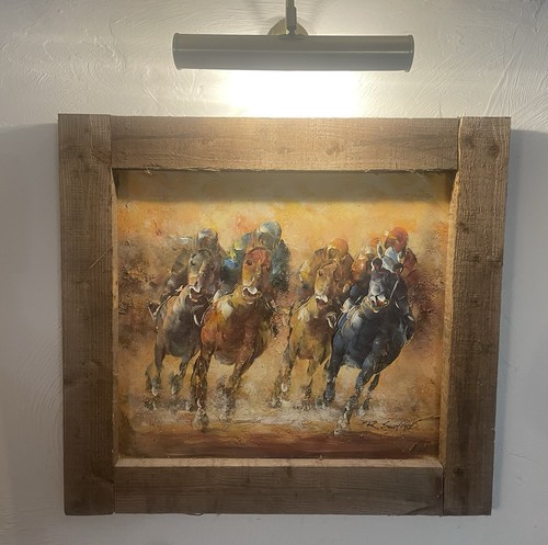 Horse racing oil - , painting
