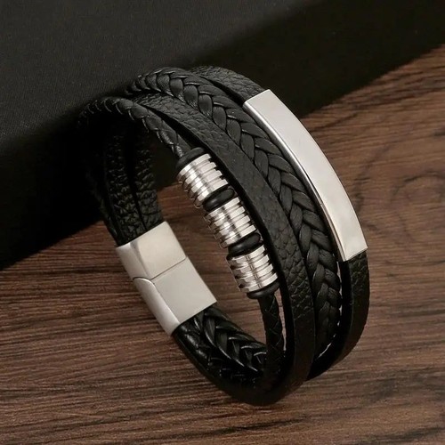 Men leather bracelet multi - bracelet,