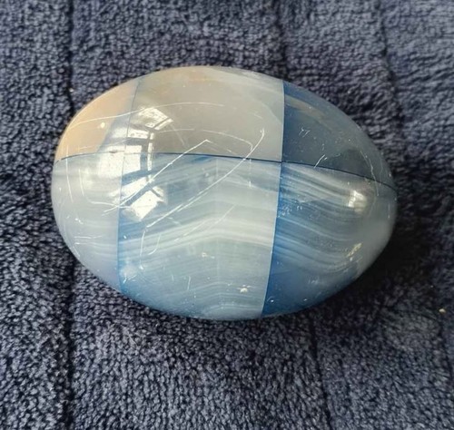 Blue polished agate - polished,