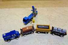 Wooden Train Engine & 3 Wagons plus Crane fits any Wooden Track Brio, ELC, Ikea
