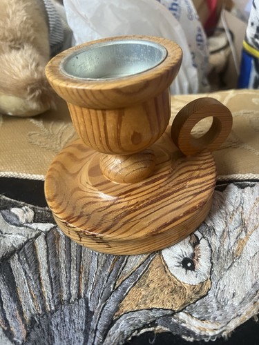 Vintage wooden candle holder - vintage,