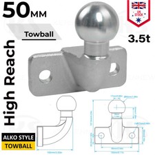 Heavy Duty Towball 50mm High Reach Tow Ball for Al-Ko Stabiliser Couplings Hitch