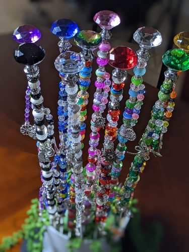 Beaded garden stakes sun - beaded,