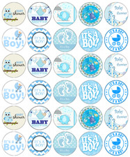30x Baby Shower Boy Blue Cupcake Toppers Edible Wafer Paper Fairy Cake Toppers