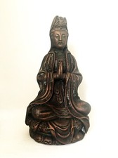 LARGE TIBETAN KWAN-YIN BRONZED GODDESS-BUDDHA STATUE- Garden - Patio 15" High.