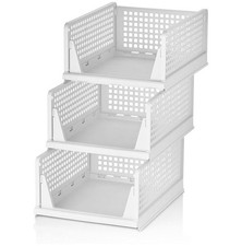 Stackable Wardrobe Closet Organiser Storage Box Foldable 3 Drawers Baskets