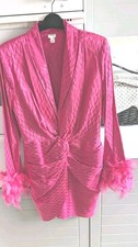 NEW River Island Stylish Pink Feather Trim Dress.Size10 Gorgeous Design