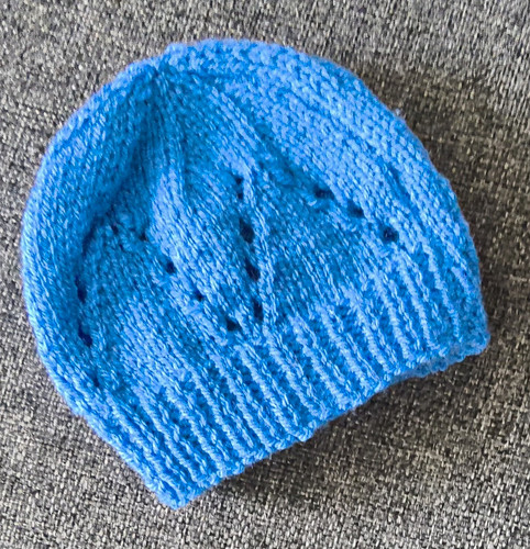 Blue knit newborn beanie hat - blue,
