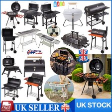 Large Charcoal Oil Drum BBQ Grill Portable Barrel Barbecue Smoker Table W/ Shelf