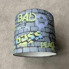 B&Q Grey Brick Effect Graffiti Teen Boys Girls Bedroom Table Pendant Lampshade