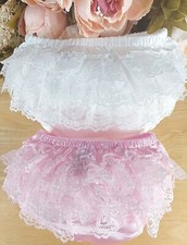 Baby satin lace frilly pants - lace,