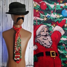 NOEL Christmas Tie in Red Polyester Xmas Tree Santa Clasu Holiday Season  AP21