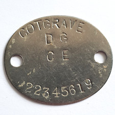 British military dog ID tag - Cotgrave DG CE 22345619 - Army - Royal Navy -