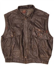 Vintage Mens Leather Gilet IT