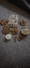 ww1 & ww2 cap brass badges x9
