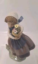 Lladro 5223 "Spring is Here" Girl with Flowers Pot Figurine Spain Figurine - EX