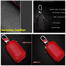 Practical Genuine Leather Red Key Holder Men Women Key Purse Case for Auto Car