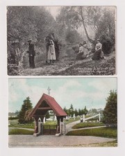 Whitchurch Cemetery  & River Test Garden Scene People A Weeks 1906 Postcards