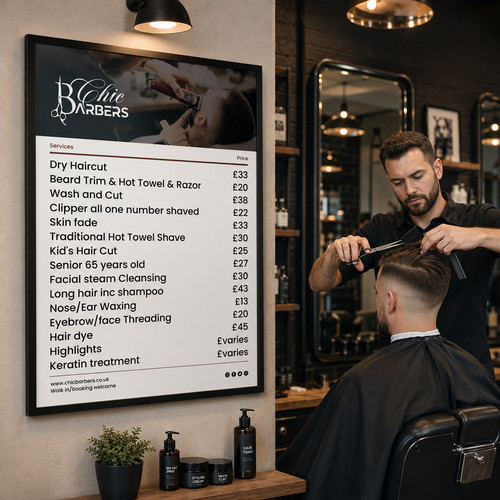 Barber price list sign shop - barber,