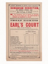 LB&SCR 1908 RAILWAY HANDBILL: HUNGARAN EXHIBITION, Earls Court - London Brighton