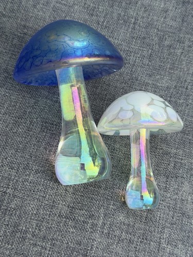 Iridescent art glass mushroom - iridescent,