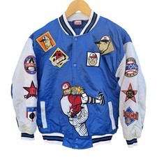 New York Xpress Embroidered All Over Patches Baseball Bomber Varsity Jacket XS