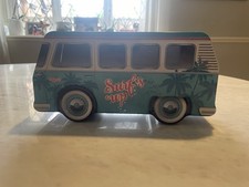 VW Campervan Surfs Up Tin Empty Van Shape with hinged Lid