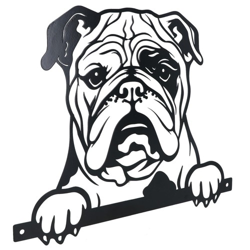 Black metal peeking bulldog - black,