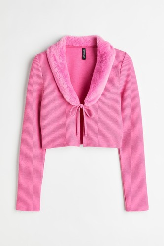 Cropped pink tie front - h&m,