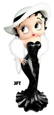 3FT LARGE BETTY BOOP MADAM BLACK GLITTER DRESS COLLECTABLE FIGURINE