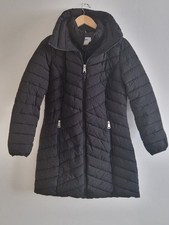 DKNY Long Length Black Quilted Coat Size S