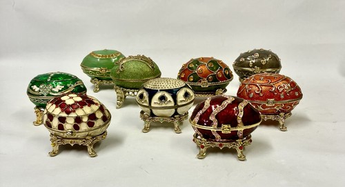 Enamelled eggs with - , stands,
