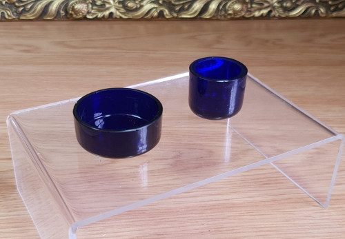 Round cobalt blue glass liner - glass,