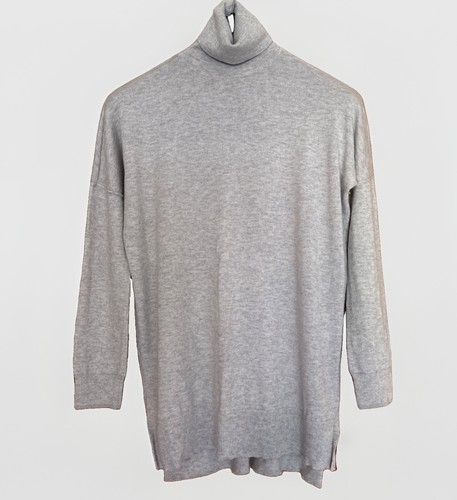 Grey roll neck jumper cashmere - neck,