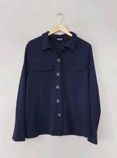 KIM & CO Ponte Crepe Long Sleeved SHIRT / JACKET SIZE Small In Navy BNWOT. QVC. 