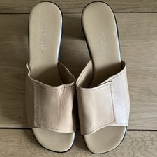 Woman's Slide Sandals Aerosoles Clark Comfortable Tan Leather Shoes Size UK 5