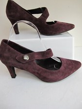 Size 5.5 MARKS & SPENCER FOOTGLOVE Dark Wine Suede Leather Heels Hardly Worn