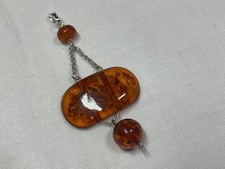Jewellery Wonderful Unusual 925 Sterling Silver, Real Cognac Amber Pendant