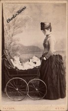 KEITH SCOTLAND CDV LADY & BABY IN PRAM WONDERFUL VICTORIAN FASHION PHOTO #D4605