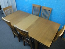 SOLID / CHUNKY OAK EXTENDABLE DINING TABLE & 6 CHAIRS - VISIT OUR WAREHOUSE