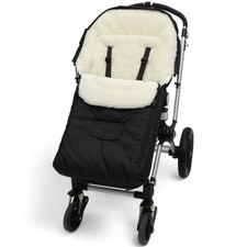 NATURAL Sheep WOOL Footmuff Cosy toes fits BUGABOO Pushchairs Prams black