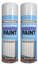 2 x 400ml Brilliant White Radiator Spray Paint Heat Resistant Enamel Quick Dry