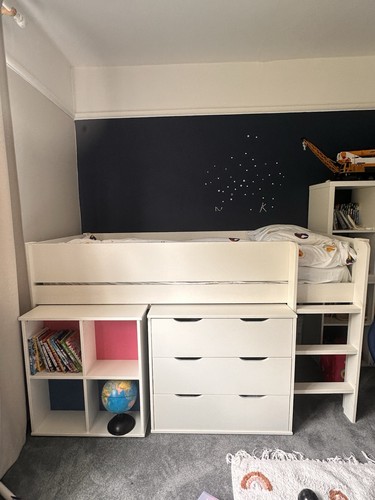 Children white bunk bed - white,