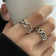 925 Sterling Silver Vintage Adjustable Fashion Ring Women Girls Jewellery Gift