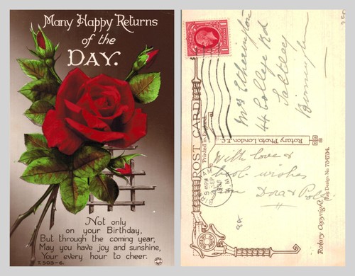 Vintage postcard birthday - vintage,