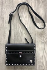 Xti Ladies shoulder/Crossbody Bag, Black Faux leather, Stud detail, In Vgc
