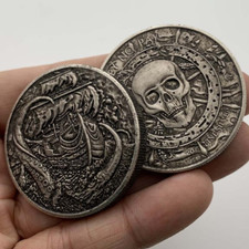 Skull Pirate Coin - Ship & Kraken Design