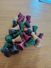 24 Vintage Playing Wooden Pawn