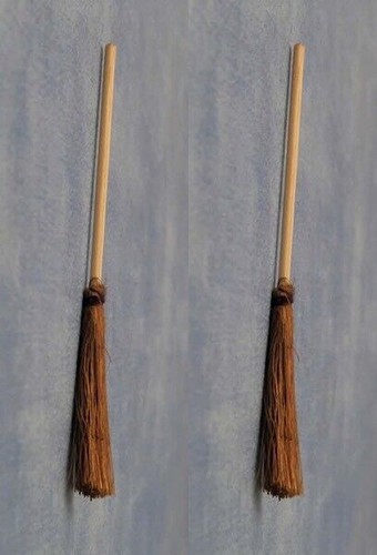 Two wooden brooms brushes - /,