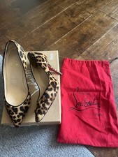 Christian Louboutin Piou Piou Pony Hair 85 Leopard Luxor Pumps 38.5 boxed shoes